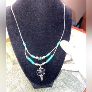 Turquoise and Silver Necklace EUC.